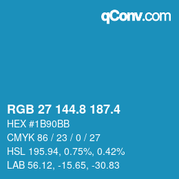 カラーコード: RGB 27 144.8 187.4 | qconv.com