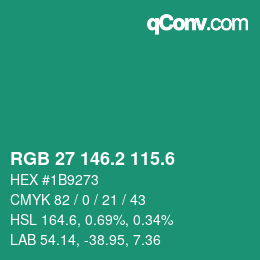 カラーコード: RGB 27 146.2 115.6 | qconv.com