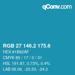 カラーコード: RGB 27 146.2 175.6 | qconv.com