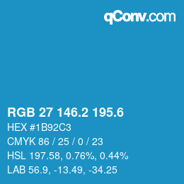 カラーコード: RGB 27 146.2 195.6 | qconv.com