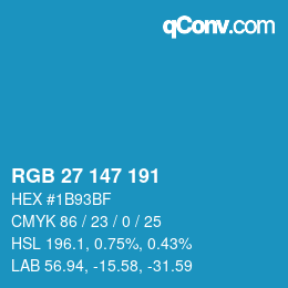 Color code: RGB 27 147 191 | qconv.com