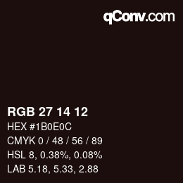 Color code: RGB 27 14 12 | qconv.com