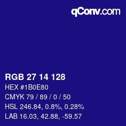 カラーコード: RGB 27 14 128 | qconv.com