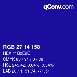 カラーコード: RGB 27 14 158 | qconv.com