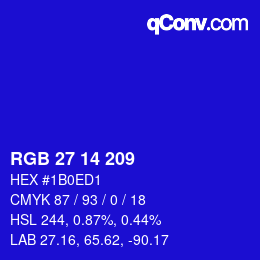 カラーコード: RGB 27 14 209 | qconv.com