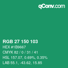 Color code: RGB 27 150 103 | qconv.com