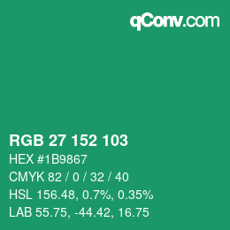 Farbcode: RGB 27 152 103 | qconv.com