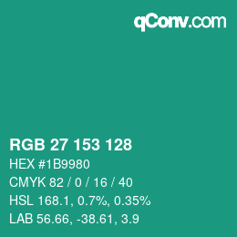 Color code: RGB 27 153 128 | qconv.com