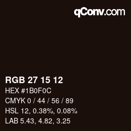 Color code: RGB 27 15 12 | qconv.com