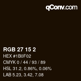 Código de color: RGB 27 15 2 | qconv.com