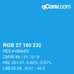 Color code: RGB 27 160 232 | qconv.com