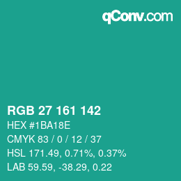 Color code: RGB 27 161 142 | qconv.com
