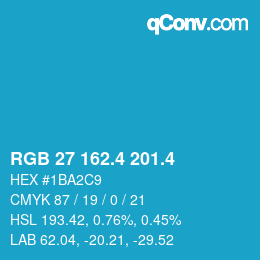 カラーコード: RGB 27 162.4 201.4 | qconv.com