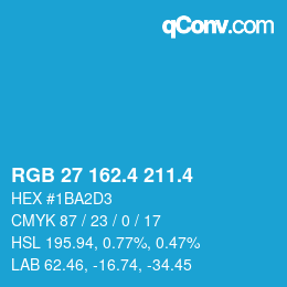 カラーコード: RGB 27 162.4 211.4 | qconv.com