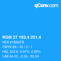 カラーコード: RGB 27 162.4 251.4 | qconv.com