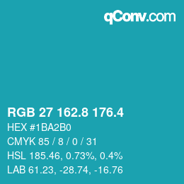 カラーコード: RGB 27 162.8 176.4 | qconv.com