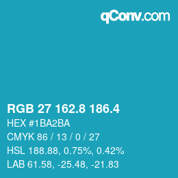 カラーコード: RGB 27 162.8 186.4 | qconv.com
