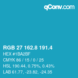 カラーコード: RGB 27 162.8 191.4 | qconv.com