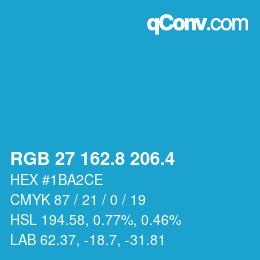 カラーコード: RGB 27 162.8 206.4 | qconv.com