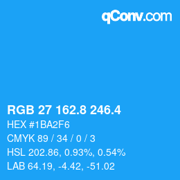 カラーコード: RGB 27 162.8 246.4 | qconv.com