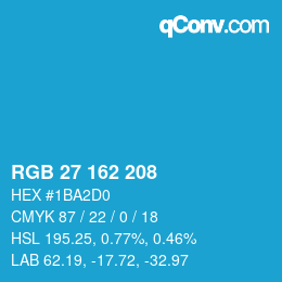 Color code: RGB 27 162 208 | qconv.com