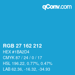 Color code: RGB 27 162 212 | qconv.com