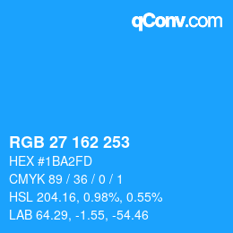 Color code: RGB 27 162 253 | qconv.com