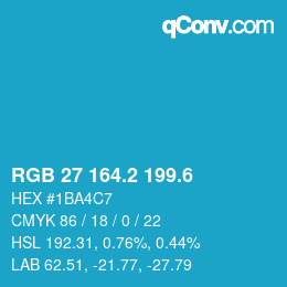 カラーコード: RGB 27 164.2 199.6 | qconv.com
