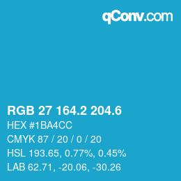 カラーコード: RGB 27 164.2 204.6 | qconv.com