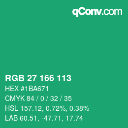 カラーコード: RGB 27 166 113 | qconv.com