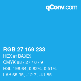 Color code: RGB 27 169 233 | qconv.com