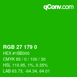 Color code: RGB 27 179 0 | qconv.com