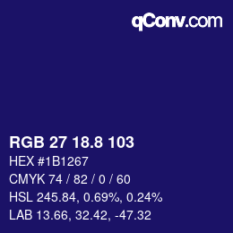 Color code: RGB 27 18.8 103 | qconv.com