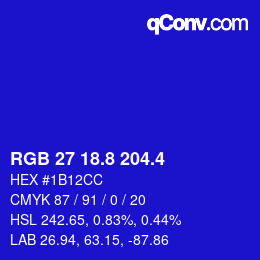 カラーコード: RGB 27 18.8 204.4 | qconv.com