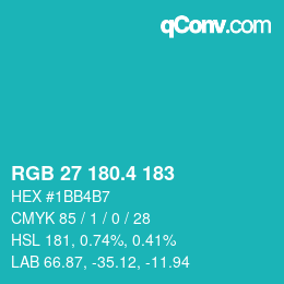 カラーコード: RGB 27 180.4 183 | qconv.com