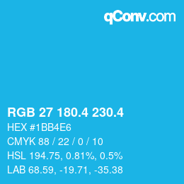 カラーコード: RGB 27 180.4 230.4 | qconv.com