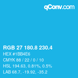 カラーコード: RGB 27 180.8 230.4 | qconv.com