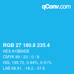 カラーコード: RGB 27 180.8 235.4 | qconv.com