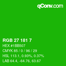 カラーコード: RGB 27 181 7 | qconv.com