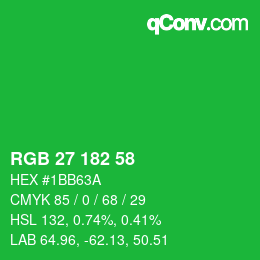 颜色代码: RGB 27 182 58 | qconv.com