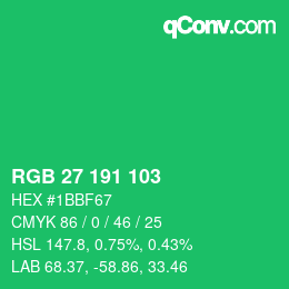 Color code: RGB 27 191 103 | qconv.com