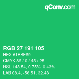 Color code: RGB 27 191 105 | qconv.com