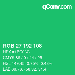 カラーコード: RGB 27 192 108 | qconv.com