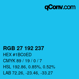 Color code: RGB 27 192 237 | qconv.com