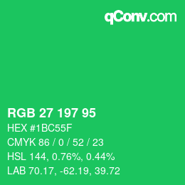 Color code: RGB 27 197 95 | qconv.com