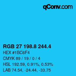 カラーコード: RGB 27 198.8 244.4 | qconv.com