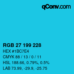 カラーコード: RGB 27 199 228 | qconv.com