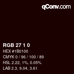 颜色代码: RGB 27 1 0 | qconv.com