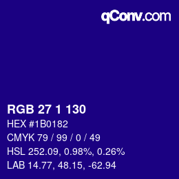 Color code: RGB 27 1 130 | qconv.com