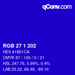 Color code: RGB 27 1 202 | qconv.com